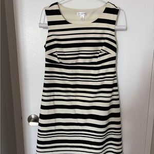 Motherhood Black and Cream Striped Midi Dress